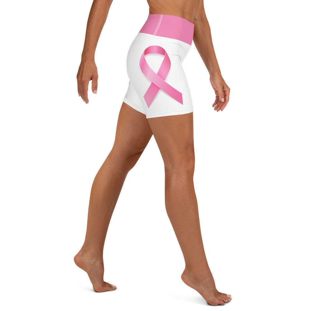 Breast Cancer Ribbon Yoga Shorts