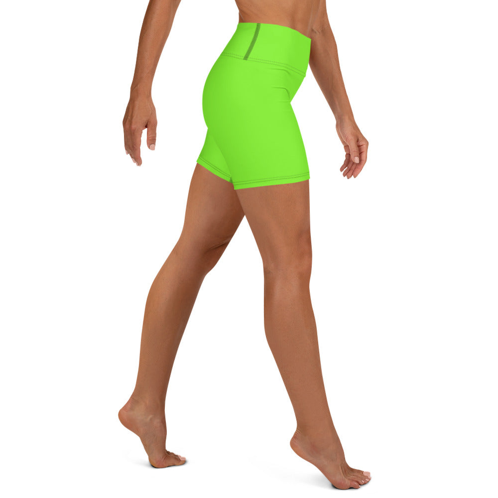 Neon Green Solid Yoga Shorts
