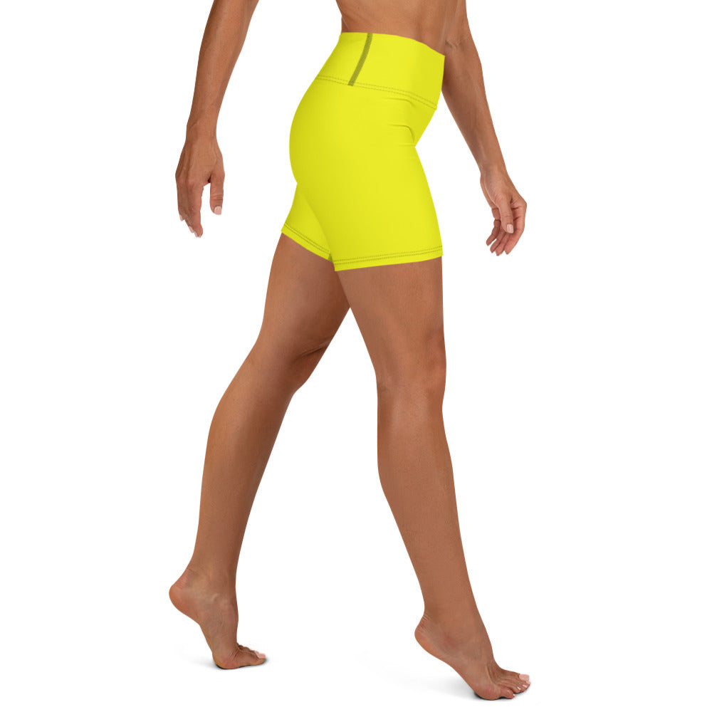 Neon Yellow Solid Yoga Shorts